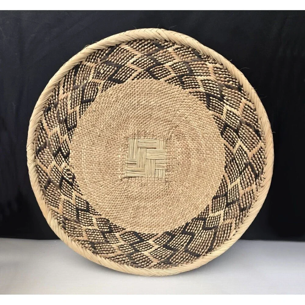 African Binga Tonga Wall Basket Table Platter Geometric Handwoven Zimbabwe 15